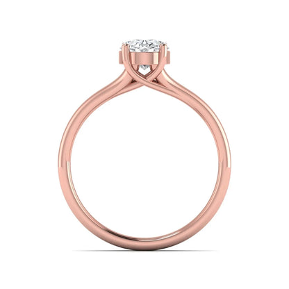 IGI certified 1.22 carat oval cut lab grown diamond solitaire engagement ring with elegant split shank in rose gold.