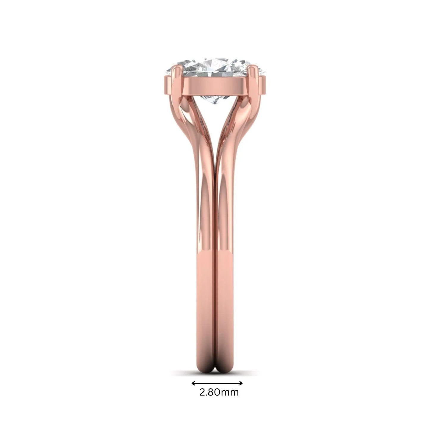 IGI certified 1.22 carat oval cut lab grown diamond solitaire engagement ring with elegant split shank in rose gold.