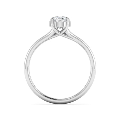 IGI certified 1.22 carat oval cut lab grown diamond solitaire engagement ring with elegant split shank in white gold.