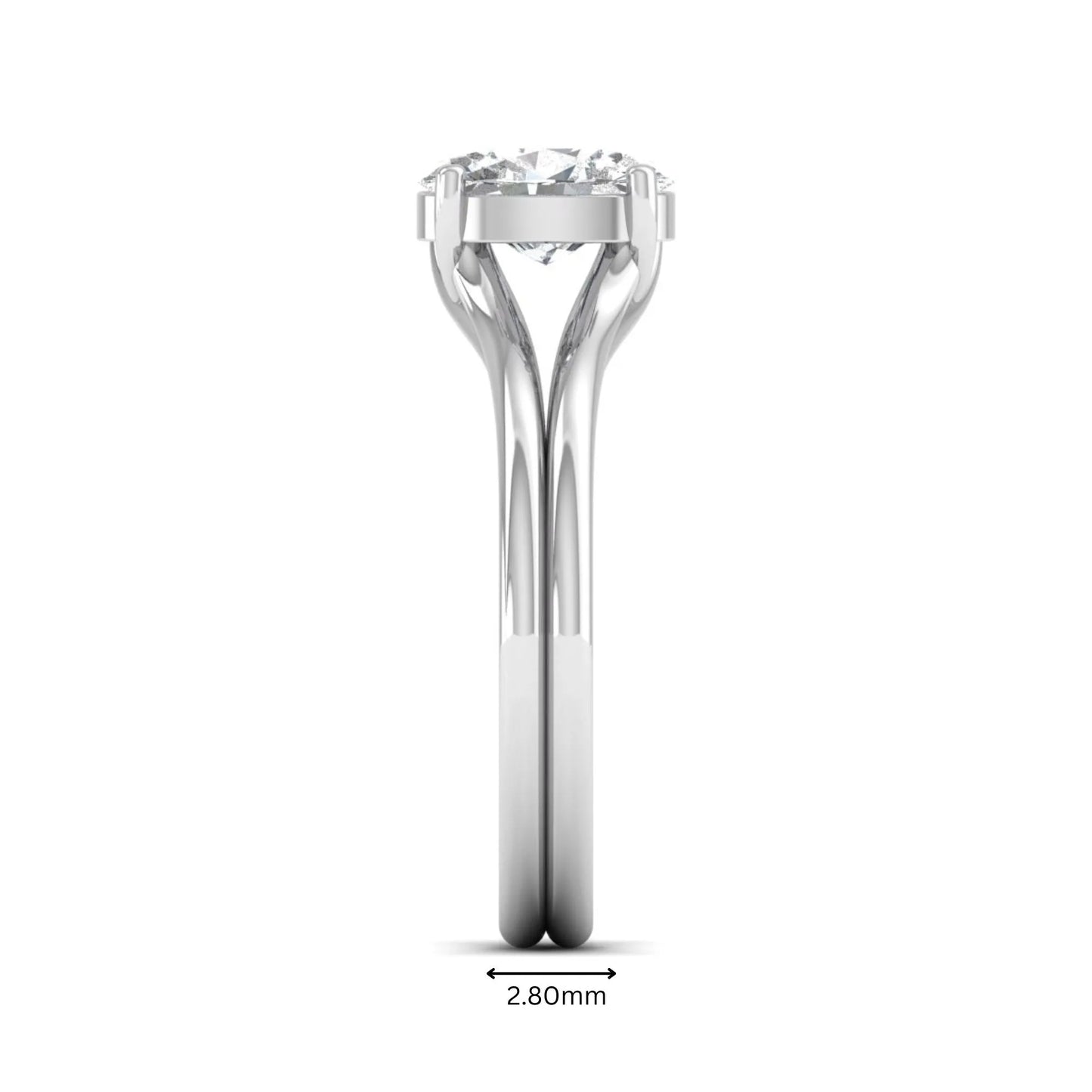 IGI certified 1.22 carat oval cut lab grown diamond solitaire engagement ring with elegant split shank in white gold.