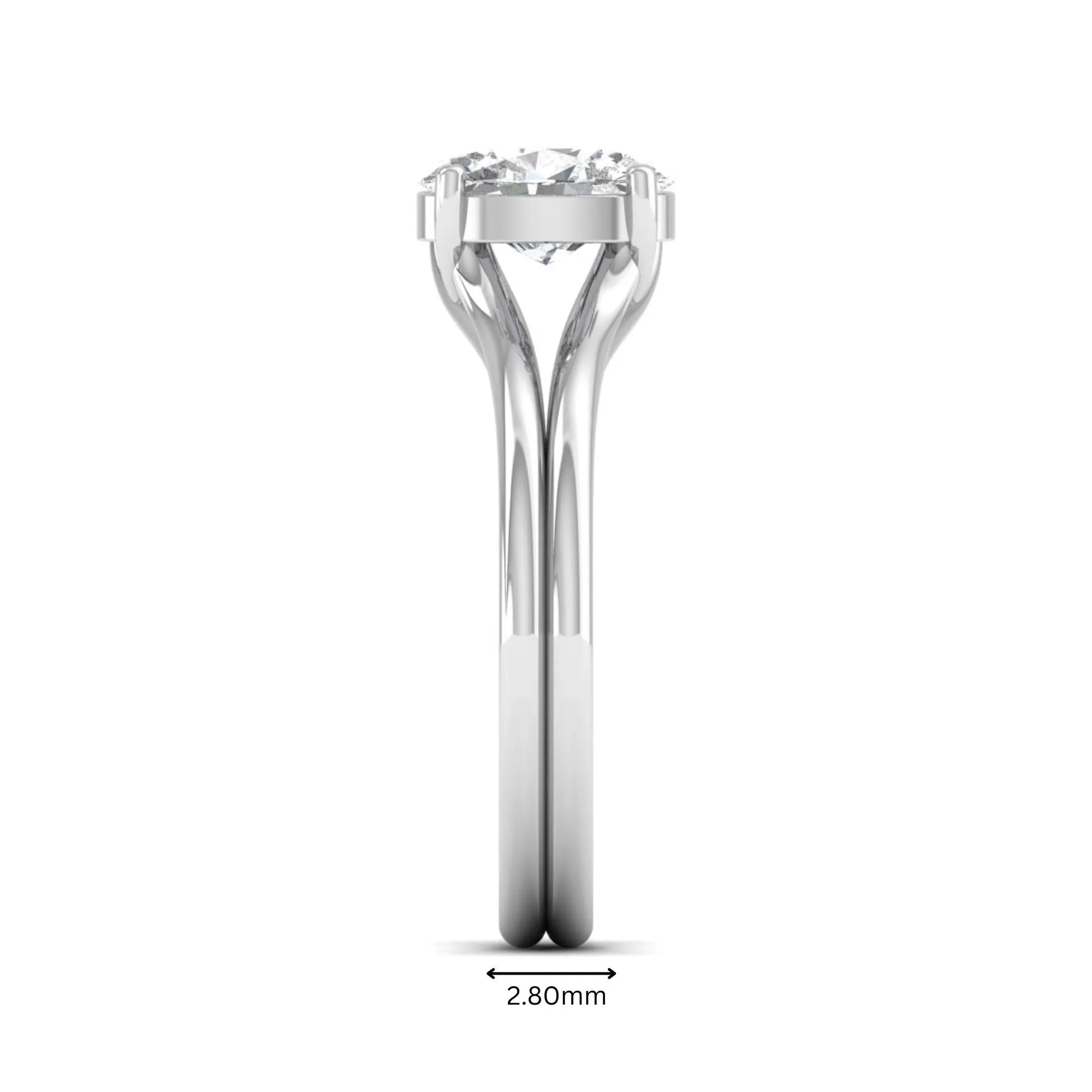 IGI certified 1.22 carat oval cut lab grown diamond solitaire engagement ring with elegant split shank in white gold.