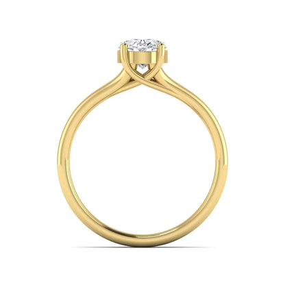 IGI certified 1.22 carat oval cut lab grown diamond solitaire engagement ring with elegant split shank in yellow gold.