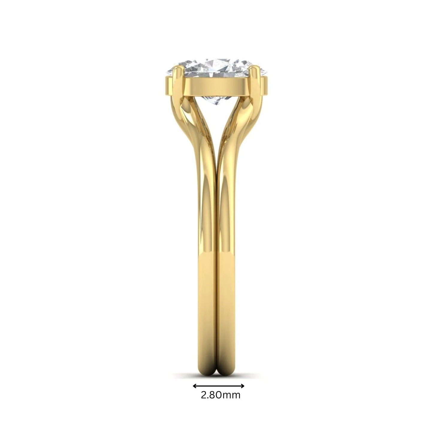 IGI certified 1.22 carat oval cut lab grown diamond solitaire engagement ring with elegant split shank in yellow gold.