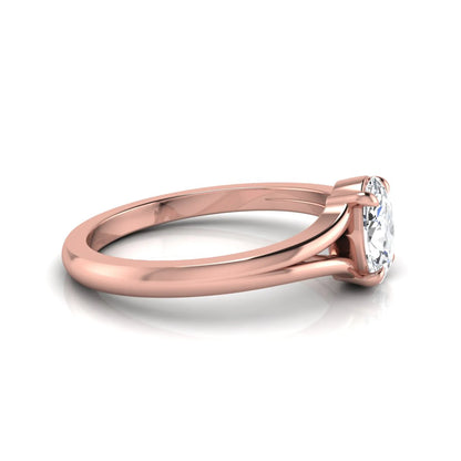 Oval cut lab grown diamond solitaire split shank engagement ring in rose gold tone