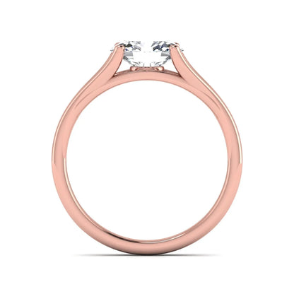Oval Split Shank Lab Grown Diamond Engagement Ring featuring a 9.00 × 7.00 mm oval-cut center diamond in a four-prong setting with an elegant split shank band in rose gold