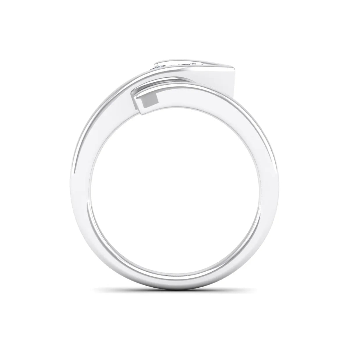 Pear cut lab grown diamond bypass engagement ring featuring a 1.00 carat IGI certified diamond in a modern partial bezel setting with a white gold design.