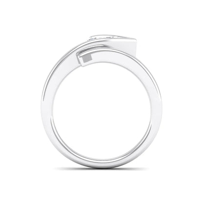 Pear cut lab grown diamond bypass engagement ring featuring a 1.00 carat IGI certified diamond in a modern partial bezel setting with a white gold design.