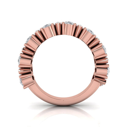 Pear cut lab grown diamond eternity wedding band featuring 4.00 carat total weight diamonds in a shared prong setting with a rose gold design.