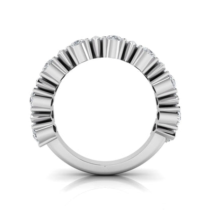 Pear cut lab grown diamond eternity wedding band featuring 4.00 carat total weight diamonds in a shared prong setting with a white gold design.