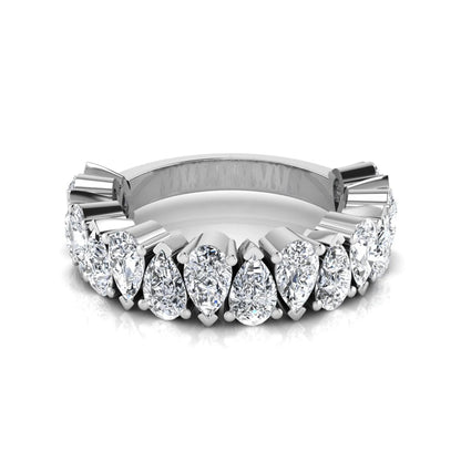 Pear cut lab grown diamond eternity wedding band featuring 4.00 carat total weight diamonds in a shared prong setting with a white gold design.