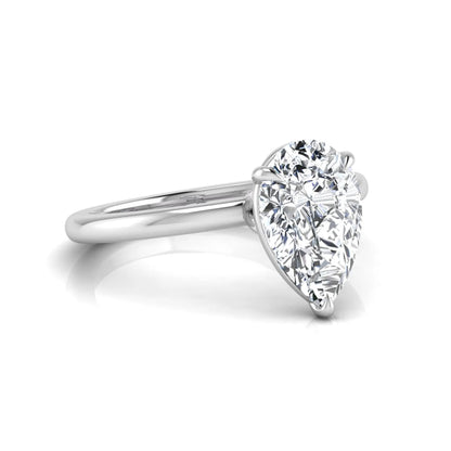 white gold 3 carat pear cut lab grown diamond solitaire engagement ring featuring an IGI certified center diamond in a classic three-prong setting.