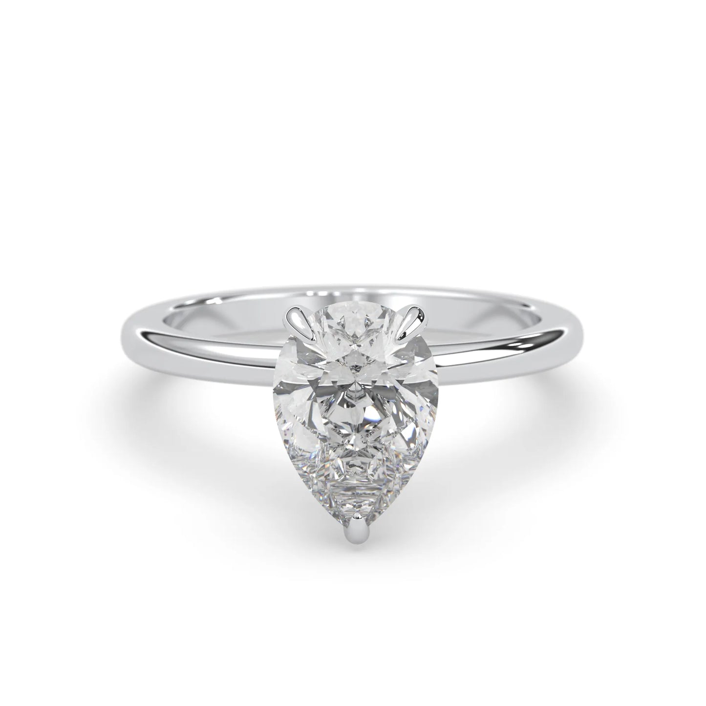 Pear Cut Solitaire Lab Grown Diamond Engagement Ring