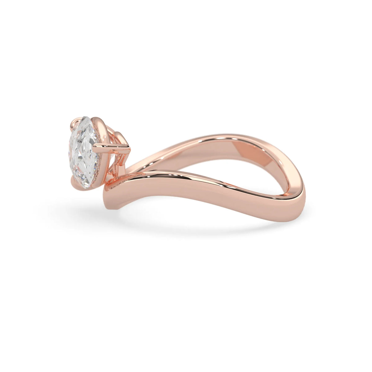 Pear east west lab grown diamond solitaire engagement ring with 1.50 carat center diamond in rose gold
