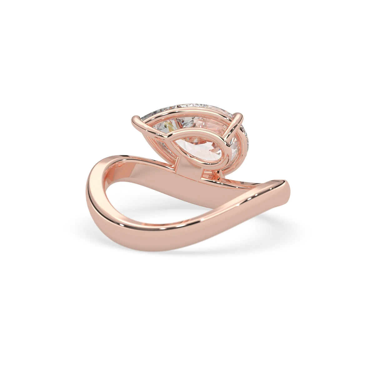 Pear east west lab grown diamond solitaire engagement ring with 1.50 carat center diamond in rose gold
