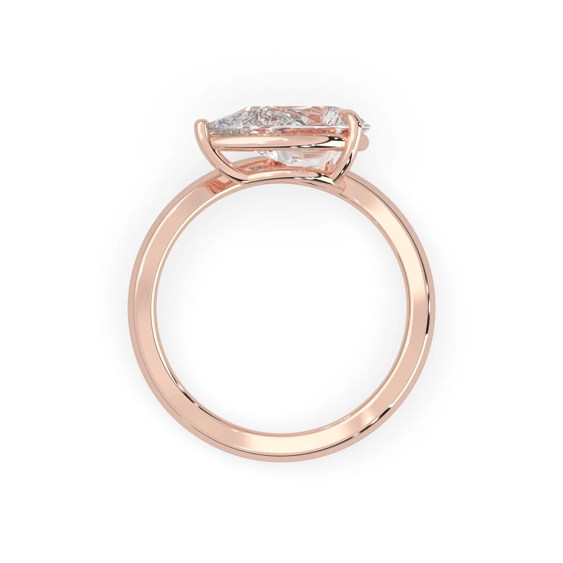 Pear east west lab grown diamond solitaire engagement ring with 1.50 carat center diamond in rose gold