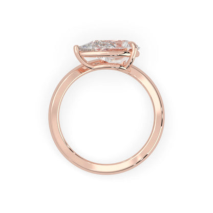 Pear east west lab grown diamond solitaire engagement ring with 1.50 carat center diamond in rose gold