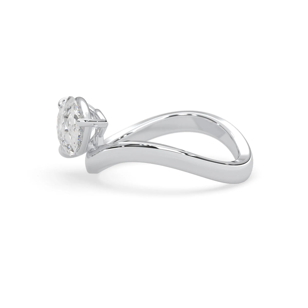 Pear east west lab grown diamond solitaire engagement ring with 1.50 carat center diamond in white gold