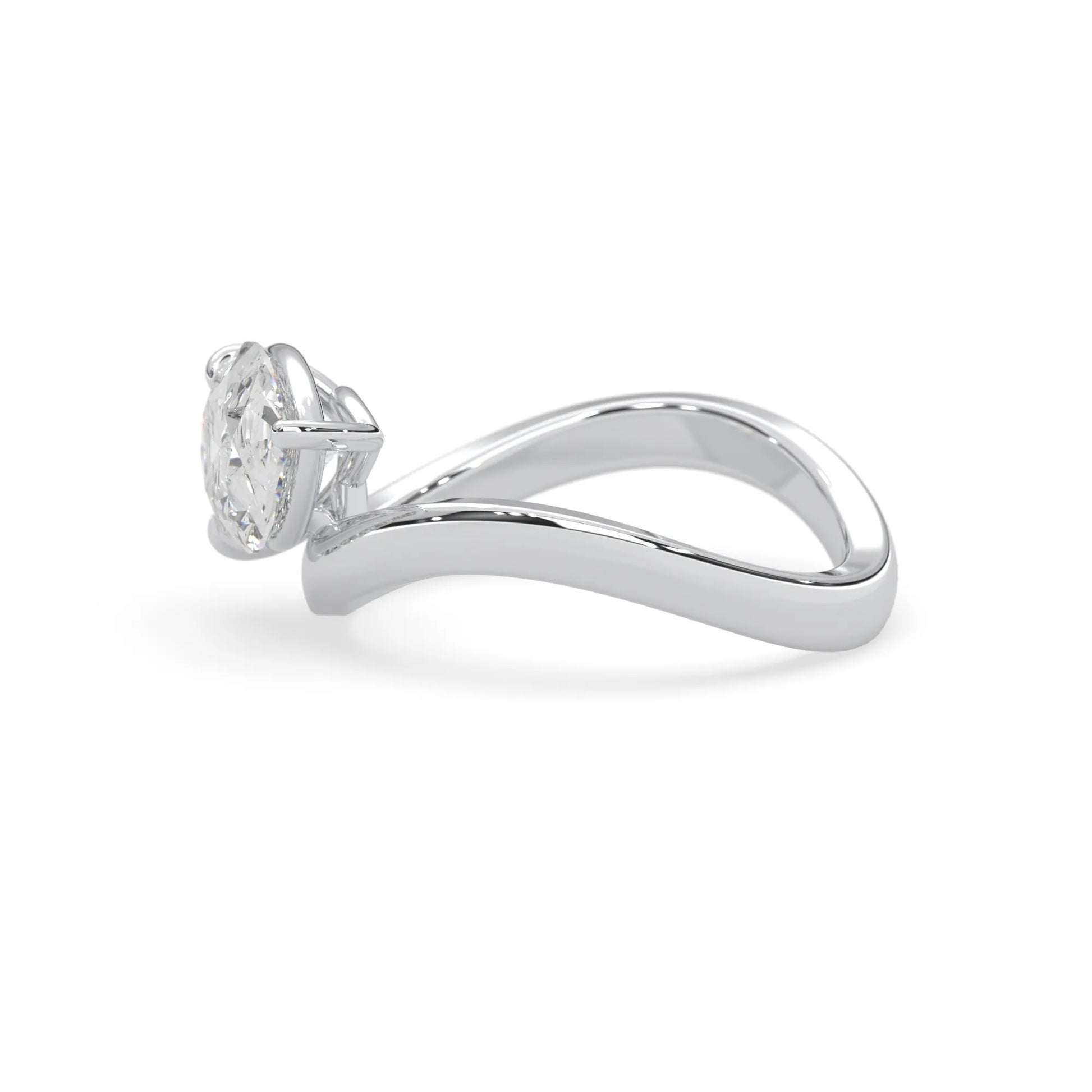 Pear east west lab grown diamond solitaire engagement ring with 1.50 carat center diamond in white gold