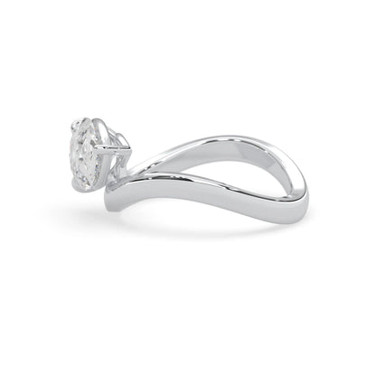 Pear east west lab grown diamond solitaire engagement ring with 1.50 carat center diamond in white gold