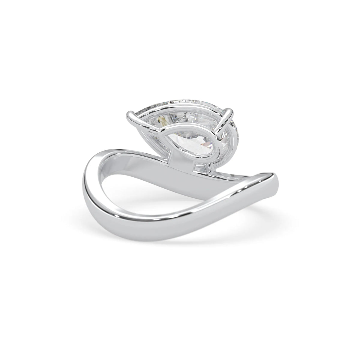 Pear east west lab grown diamond solitaire engagement ring with 1.50 carat center diamond in white gold
