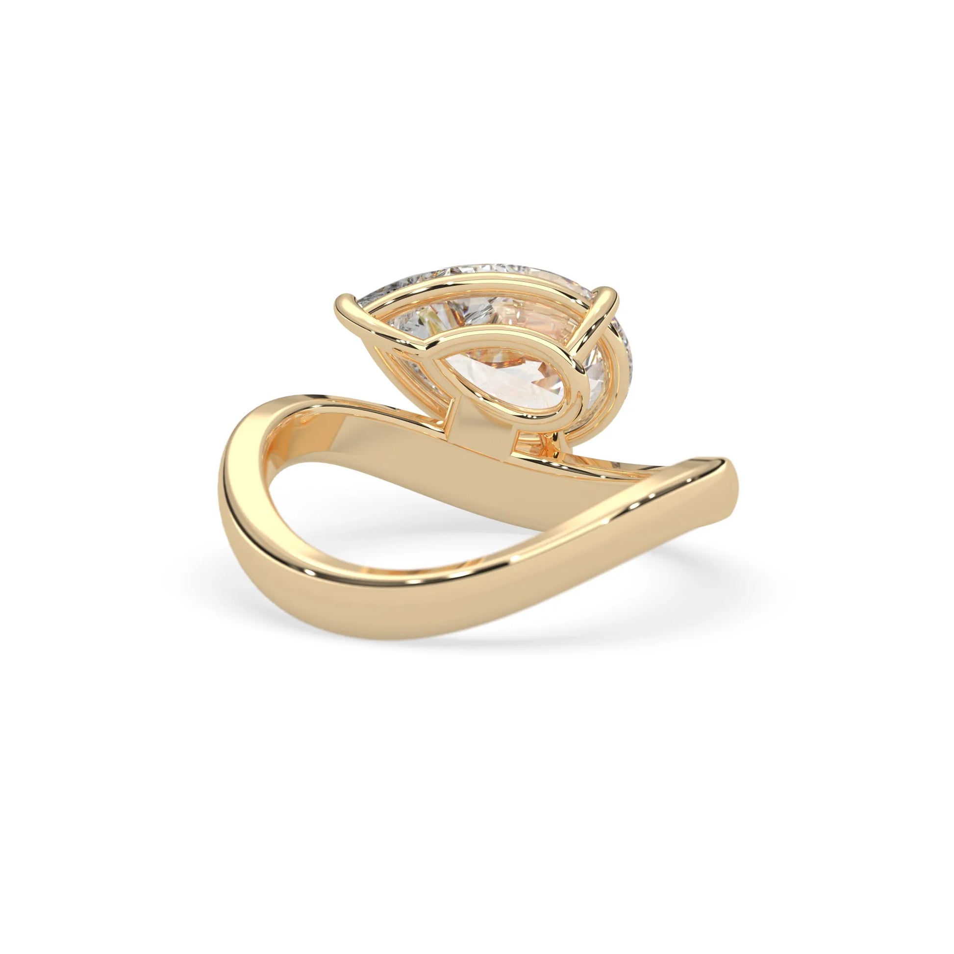 Pear east west lab grown diamond solitaire engagement ring with 1.50 carat center diamond in yellow gold