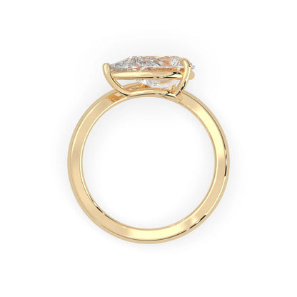 Pear east west lab grown diamond solitaire engagement ring with 1.50 carat center diamond in yellow gold