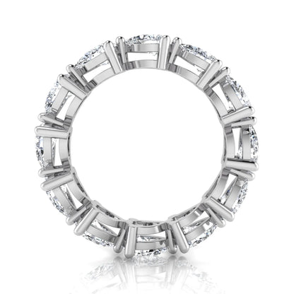 Pear cut lab grown diamond eternity band featuring 4.68 carats of pear-shaped diamonds in a shared-prong eternity setting with a polished white gold finish.