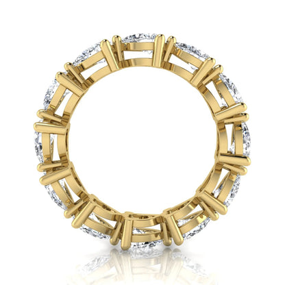 Pear cut lab grown diamond eternity band featuring 4.68 carats of pear-shaped diamonds in a shared-prong eternity setting with a polished yellow gold finish.