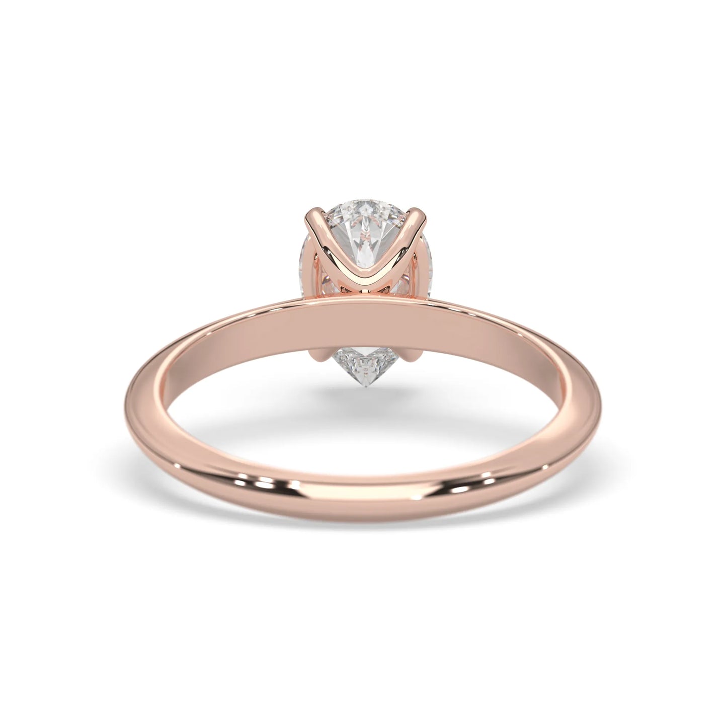 Rose-gold ring with a diamond on a white background
