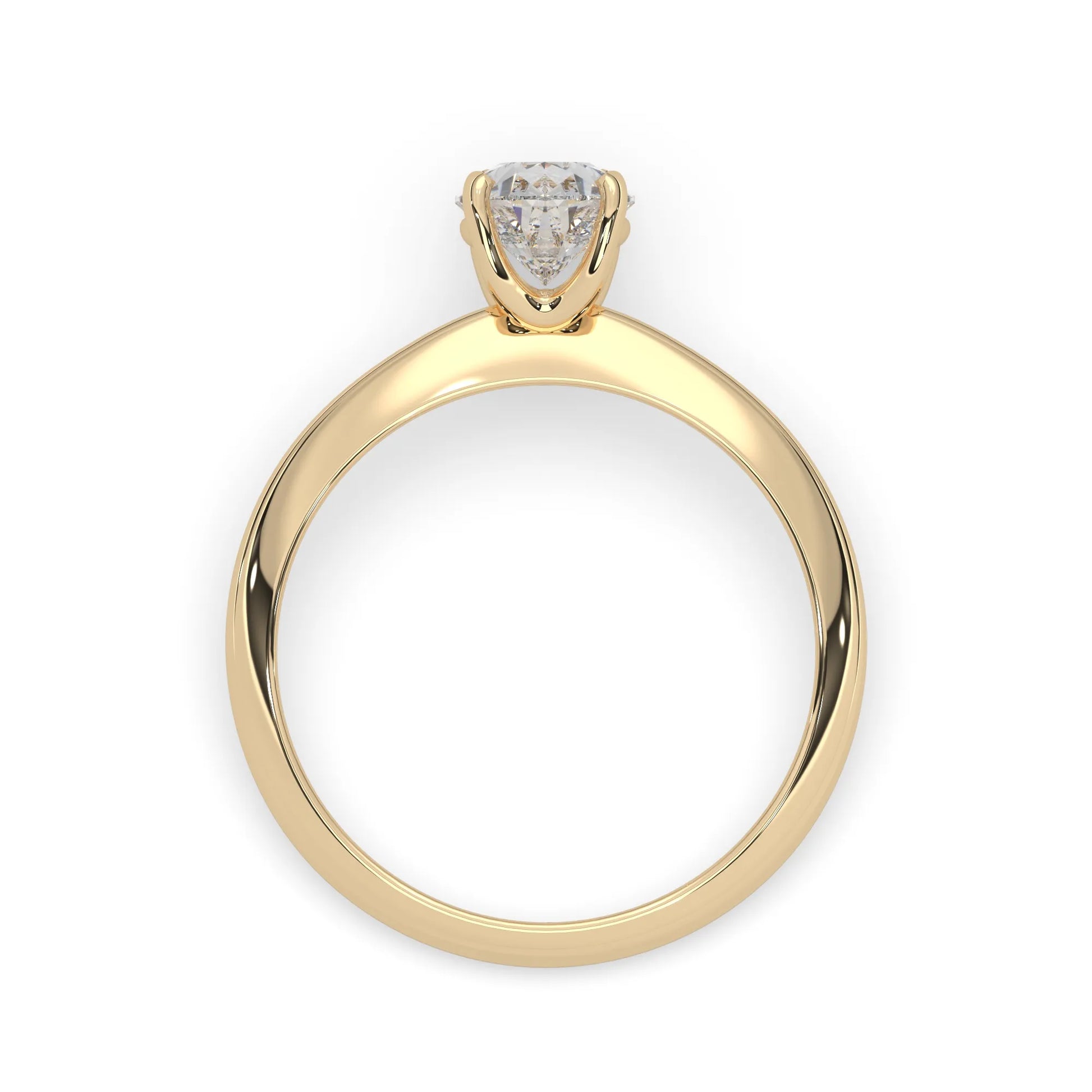 yellow-Gold ring with a diamond on a white background