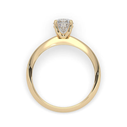 yellow-Gold ring with a diamond on a white background