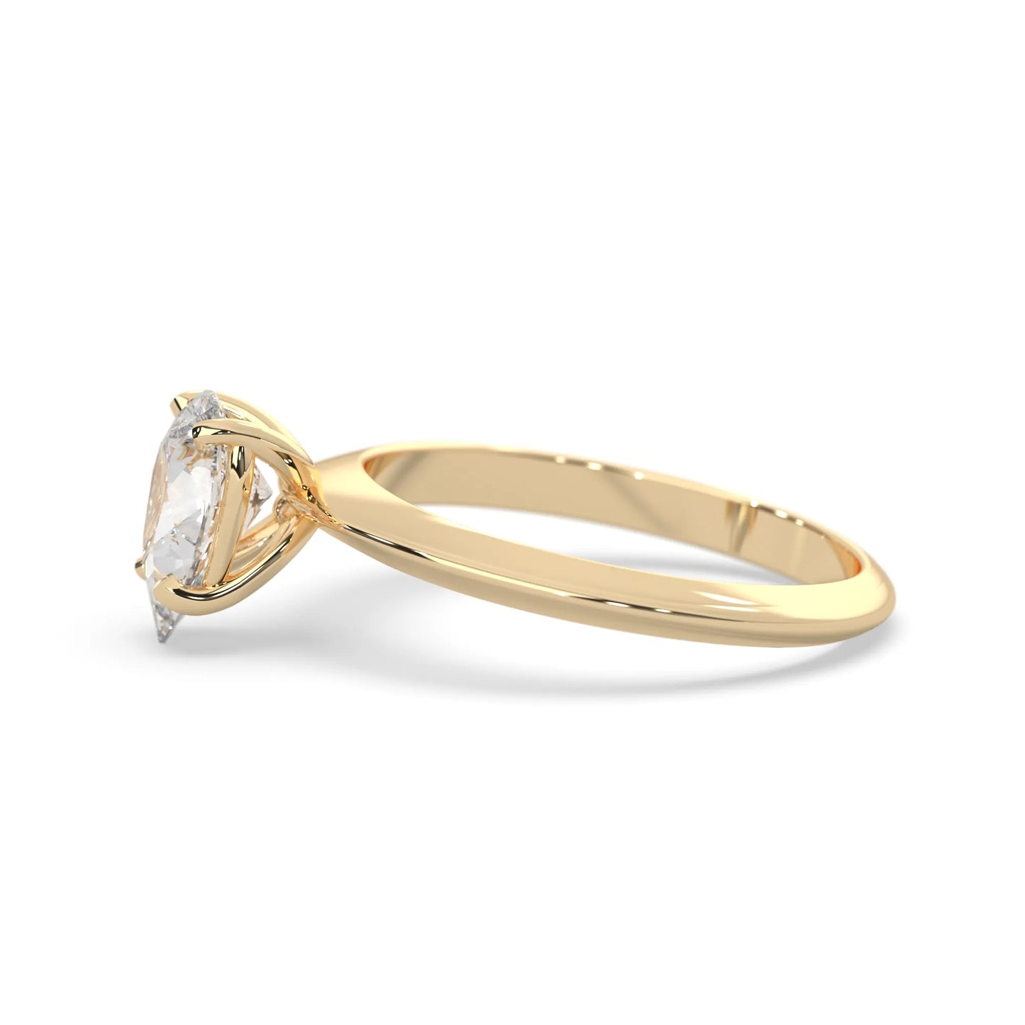 yellow-Gold ring with a diamond on a white background
