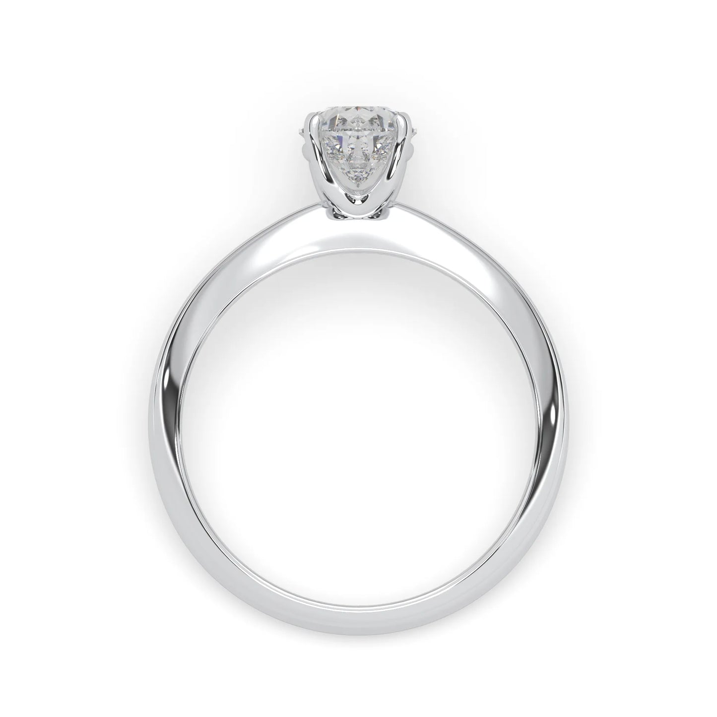 white-gold ring with a diamond on a white background