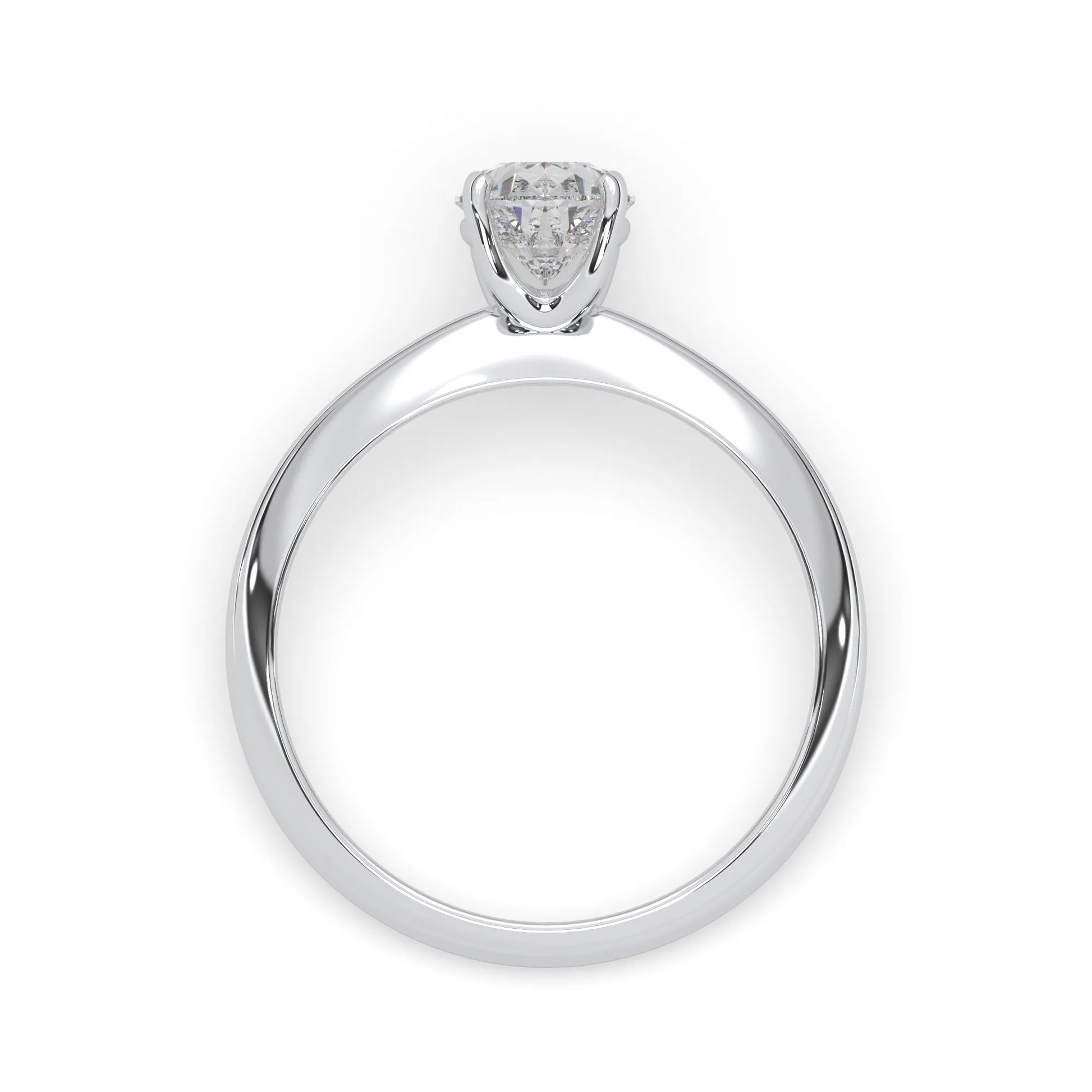 white-gold ring with a diamond on a white background