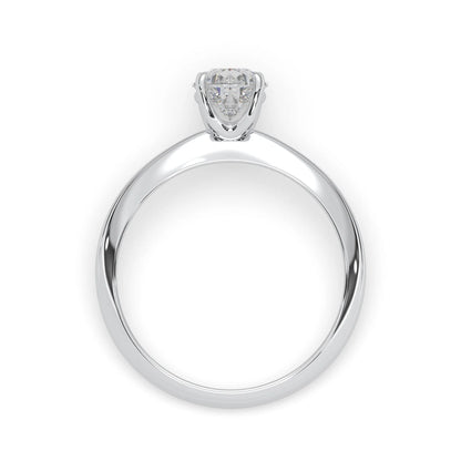 white-gold ring with a diamond on a white background
