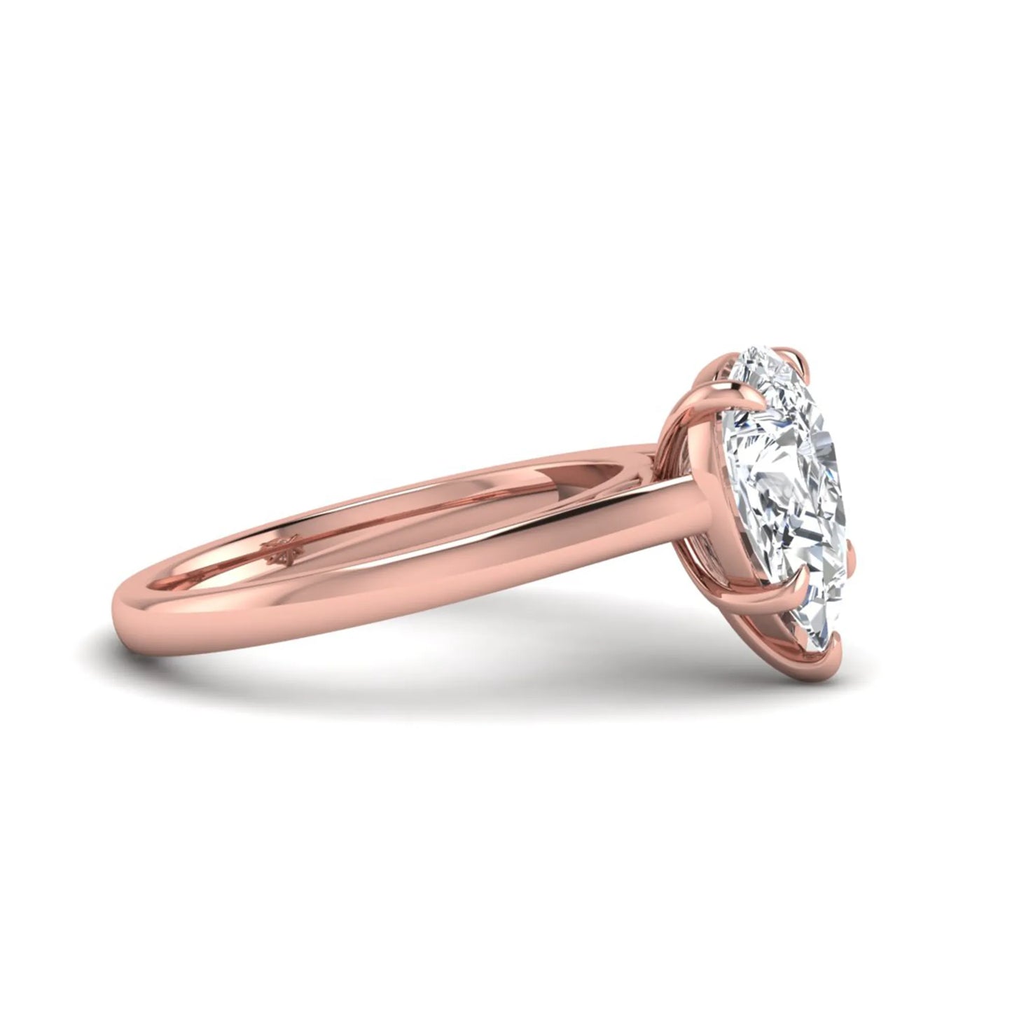 Pear lab grown diamond solitaire engagement ring featuring a 3.00 carat IGI certified pear cut diamond in a classic five-prong rose gold setting.
