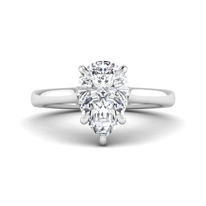 Pear lab grown diamond solitaire engagement ring featuring a 3.00 carat IGI certified pear cut diamond in a classic five-prong white gold setting.