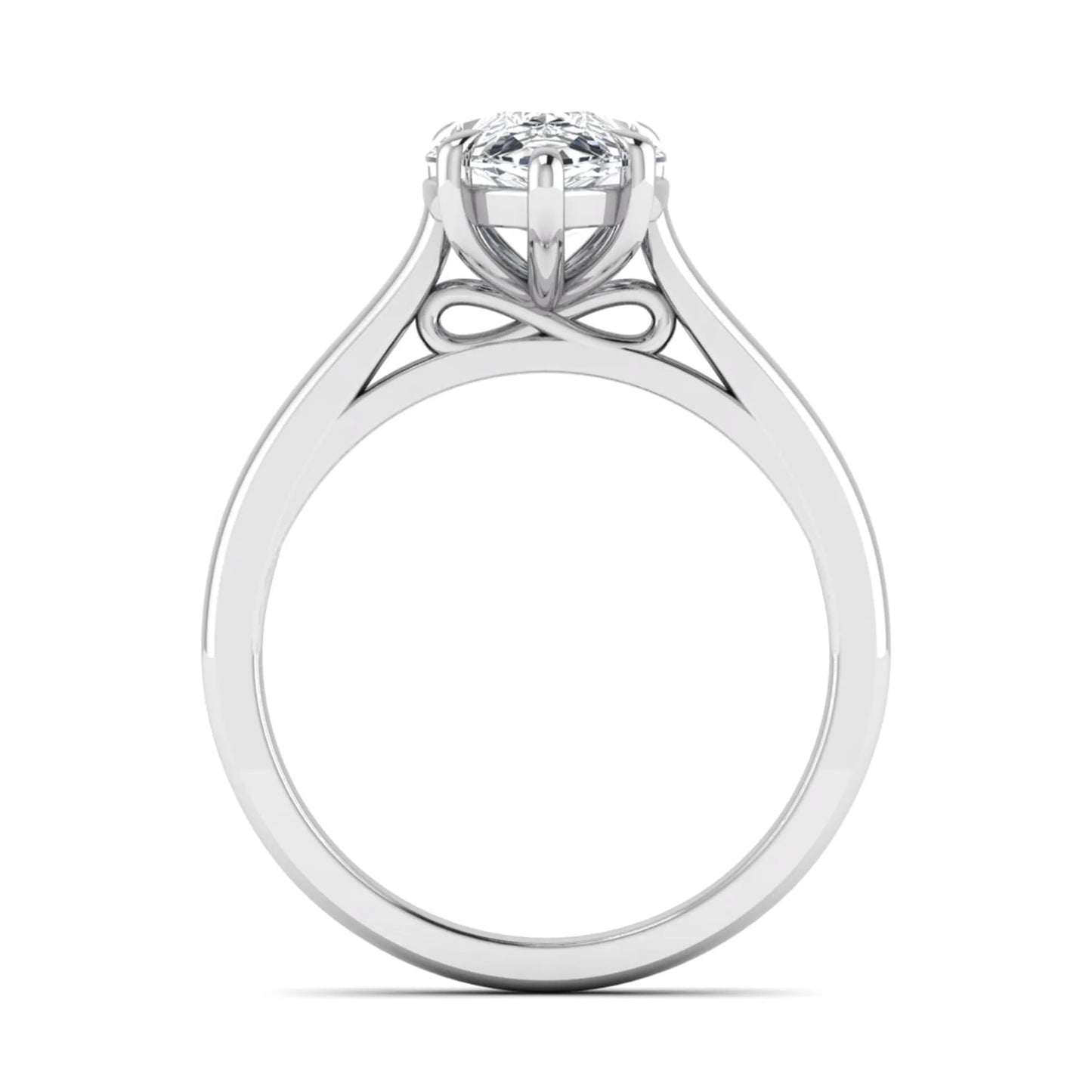 Pear lab grown diamond solitaire engagement ring featuring a 3.00 carat IGI certified pear cut diamond in a classic five-prong white gold setting.