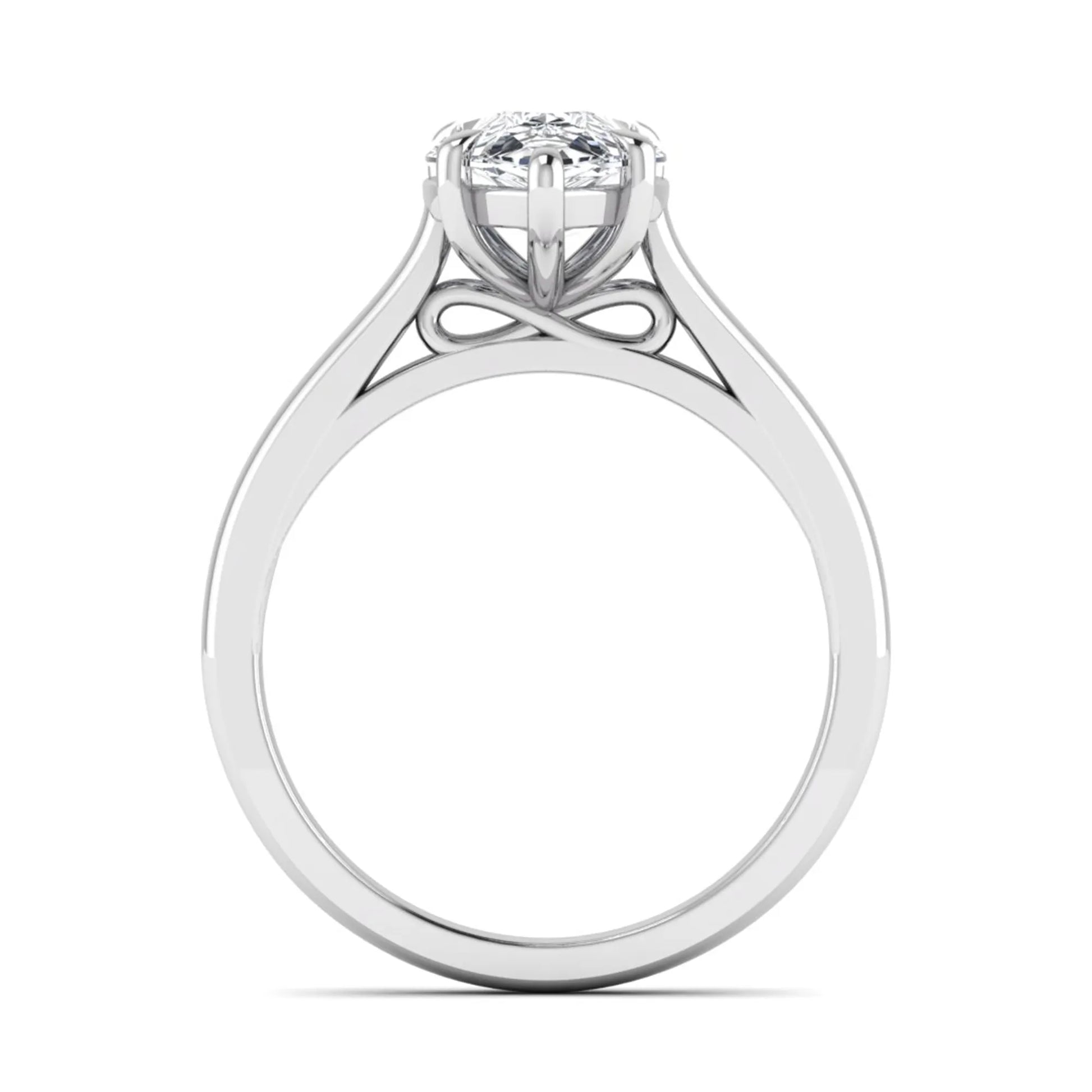 Pear lab grown diamond solitaire engagement ring featuring a 3.00 carat IGI certified pear cut diamond in a classic five-prong white gold setting.
