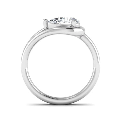Pear cut lab grown diamond open frame solitaire engagement ring in a white gold teardrop setting