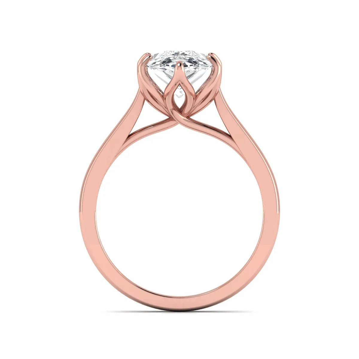 IGI Certified 3.00 carat pear cut lab grown diamond solitaire engagement ring in rose gold.
