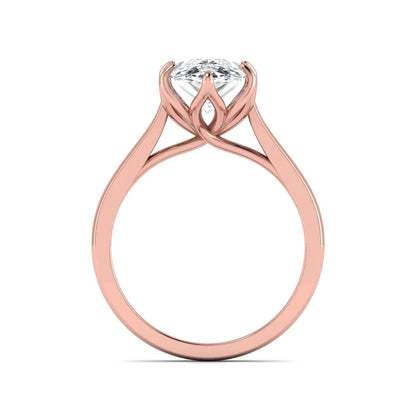 IGI Certified 3.00 carat pear cut lab grown diamond solitaire engagement ring in rose gold.