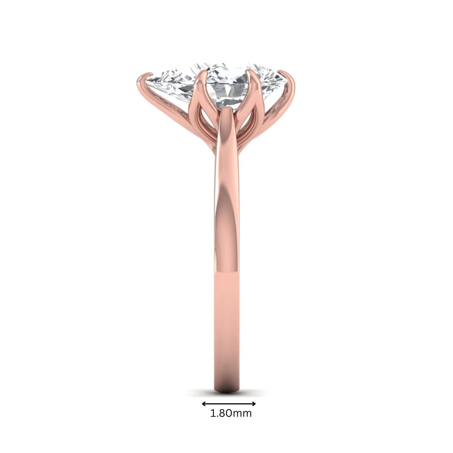 IGI Certified 3.00 carat pear cut lab grown diamond solitaire engagement ring in rose gold.