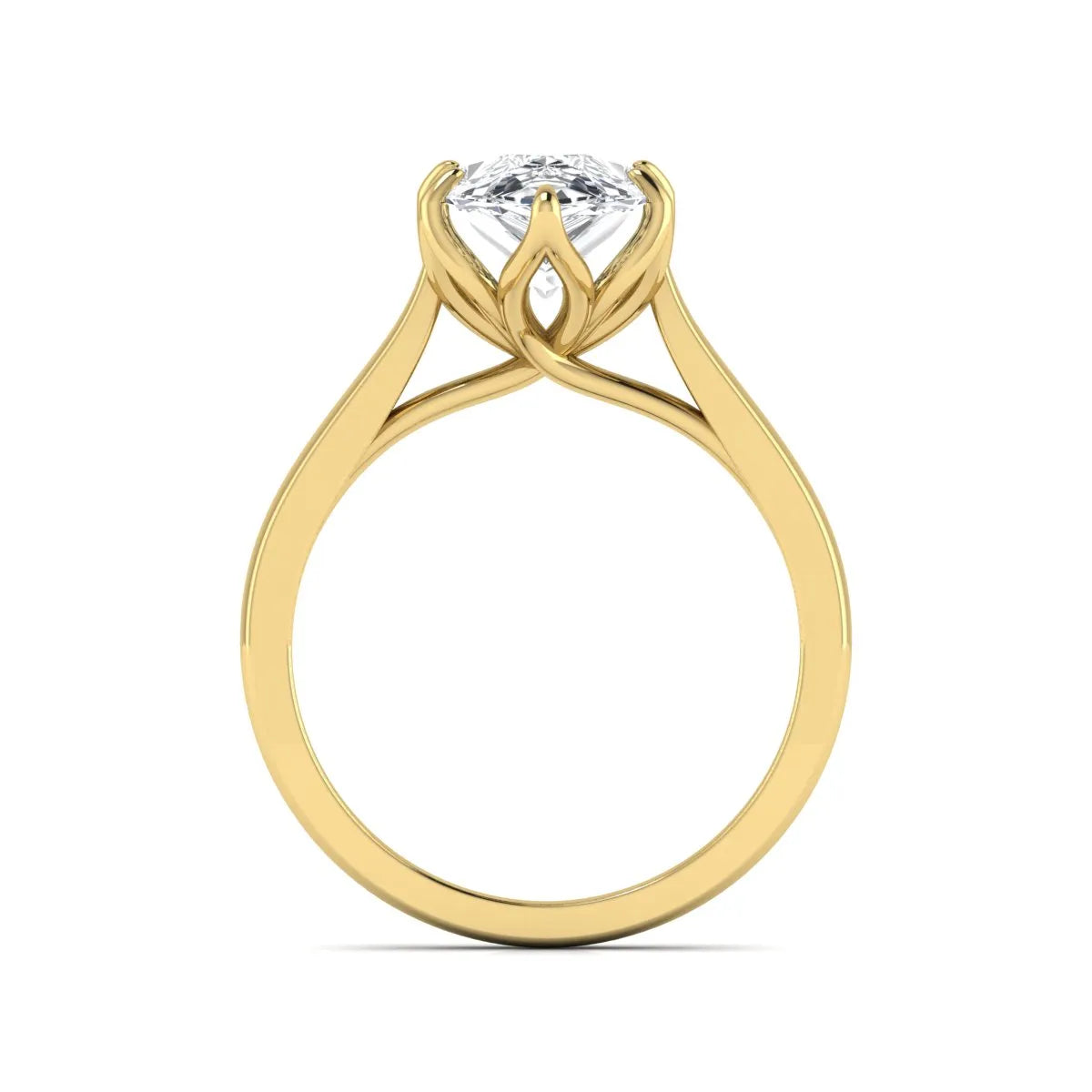 IGI Certified 3.00 carat pear cut lab grown diamond solitaire engagement ring in yellow gold.