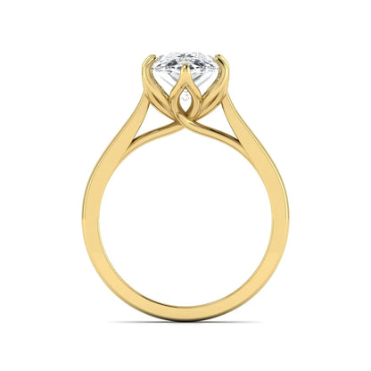 IGI Certified 3.00 carat pear cut lab grown diamond solitaire engagement ring in yellow gold.
