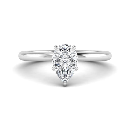 Pear cut lab grown diamond solitaire engagement ring in a four-prong white gold setting
