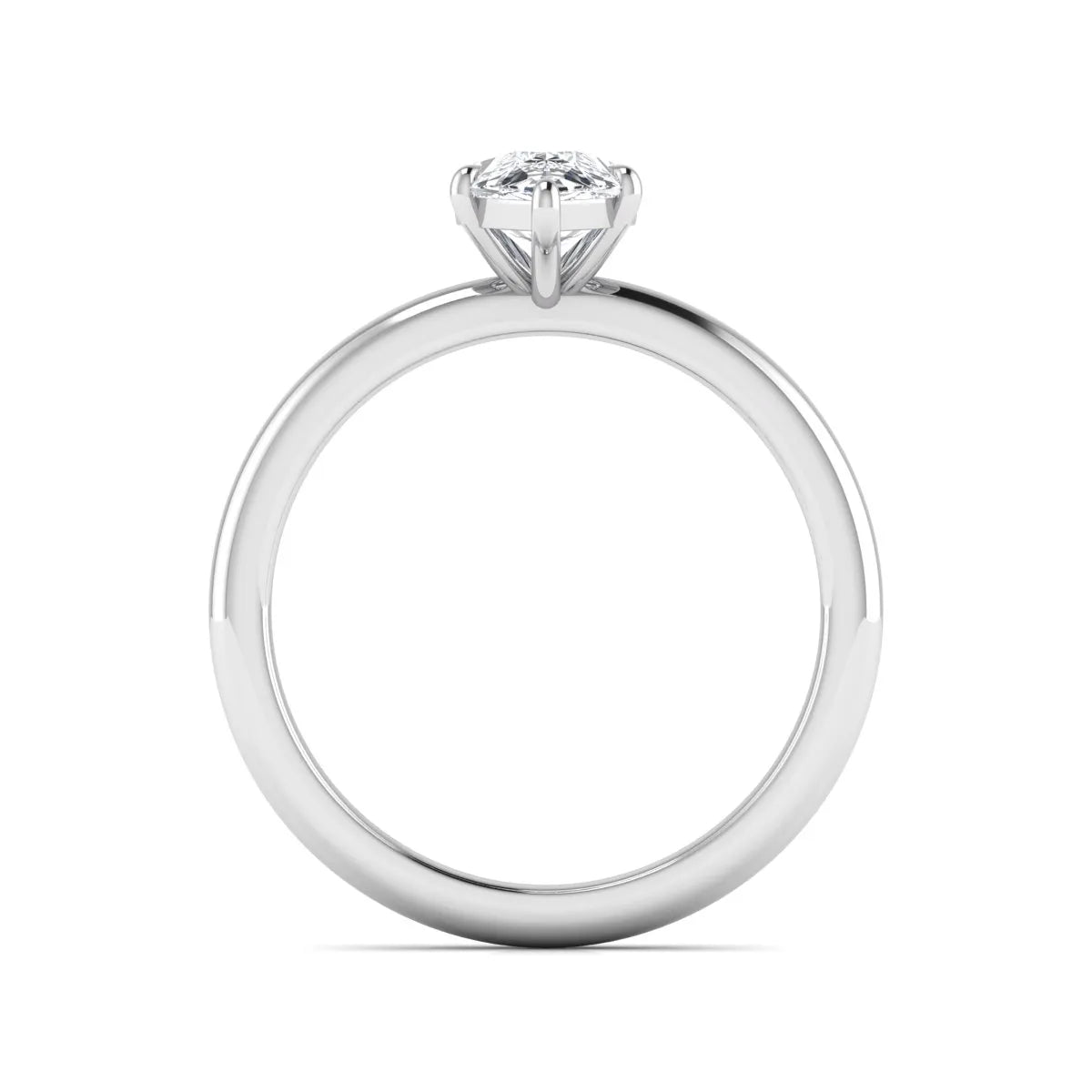 Pear cut lab grown diamond solitaire engagement ring in a four-prong white gold setting
