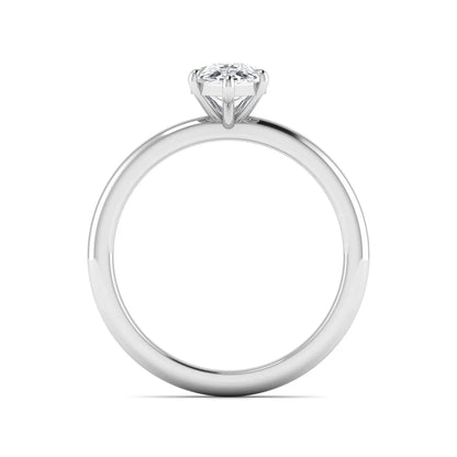 Pear cut lab grown diamond solitaire engagement ring in a four-prong white gold setting