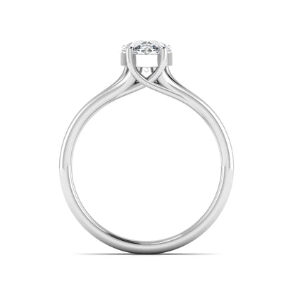 IGI certified 1.34 carat pear cut lab grown diamond solitaire engagement ring with elegant split shank in white gold.