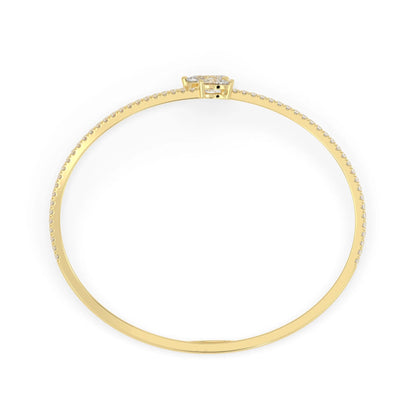 1.30 Carat Pear Three Stone Open Cuff Lab Grown Diamond Bypass Pave Bangle Bracelet